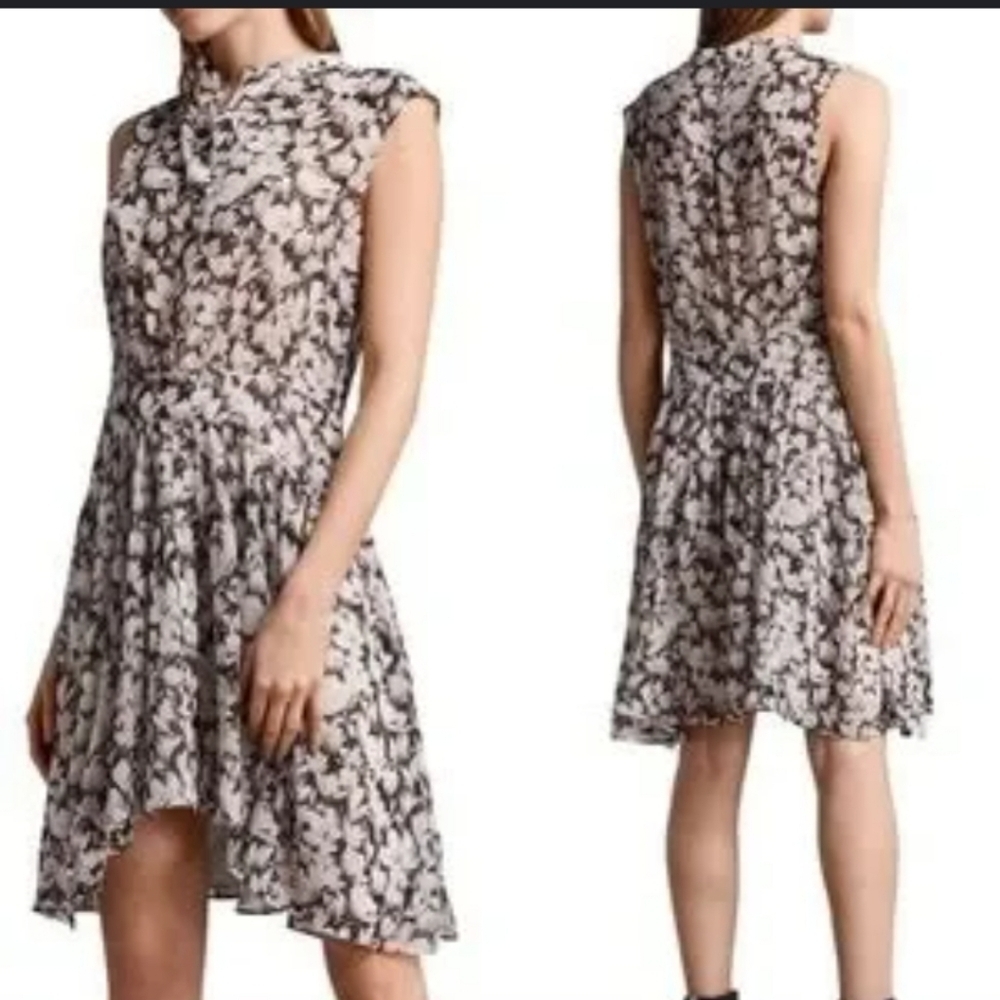ALL SAINTS Victoria Magnolita Women's Floral Pink & Black Dress Size 0 - Picture 15 of 15